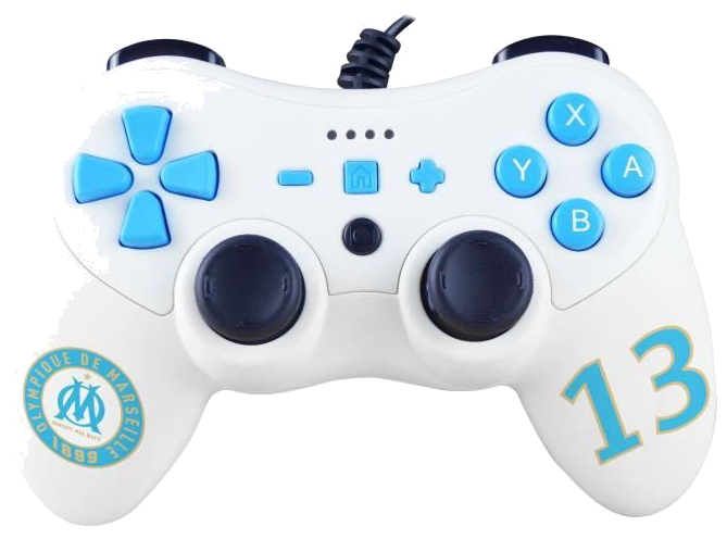 Olympique de Marseille - Manette Pro S avec câble de 3 metres, vibration et gyroscope - Accessoire p