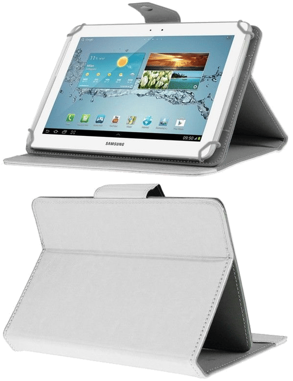 Etui Tablette 10 Pouces Rabat Magnétique Protection Universelle Intégrale Blanc Faux Cuir YONIS