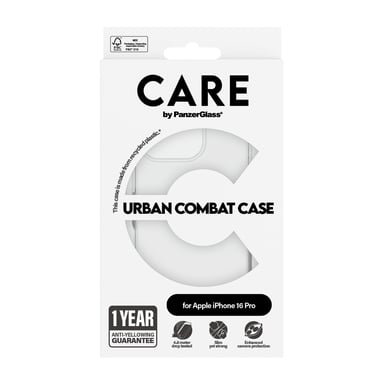 PanzerGlass CARE by ® Flagship Case Transparent Urban Combat w. Clear Frame iPhone 16 Pro funda para teléfono móvil Transparente