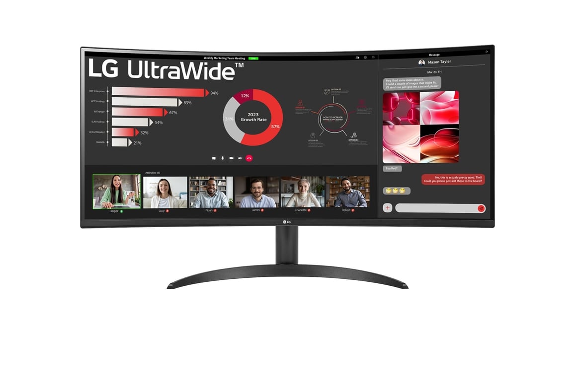 LG UltraWide™ 34WR50QC B Ecran PC ultra large incurvé 34" dalle VA résolution UWQHD 3440x1440 5ms GtG 100Hz HDR 10 sRGB 99% AMD FreeSync PBP inclinable courbure - vue 2