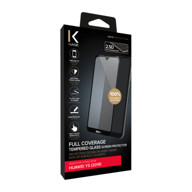 Protezione dello schermo in vetro temperato (100% di copertura della superficie) per huawei Y5 2019, Nero