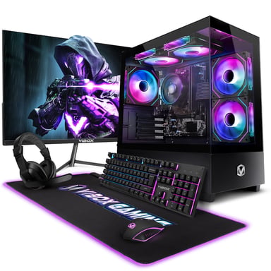 Vibox PC Gamer Complet - Ryzen 3 3200G, Graphiques intégrés, 16 Go RAM, 500 Go SSD, Windows 11, WiFi 6 + Bluetooth 5.4