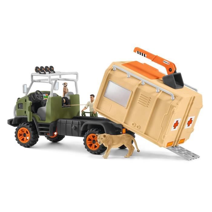 Gros camion de sauvetage d'animaux, coffret de jeu de 45 pieces avec 2 figurines d'animaux, 1 figurine de ranger articulée et des - Neuf