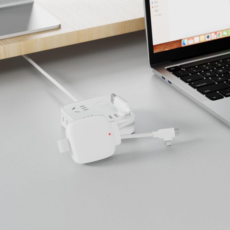 Câble Multi-Connecteurs USB 4 en 1 - Chargeur Universel et Batterie Externe 3000 mAh en Plastique Recyclé - Xoopar Gamma Lite Blanc - Neuf
