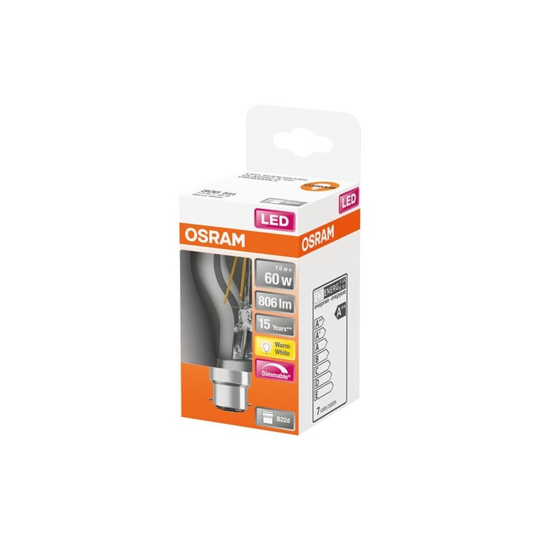OSRAM LED std filament variable b22 806lm chaud - vue 2