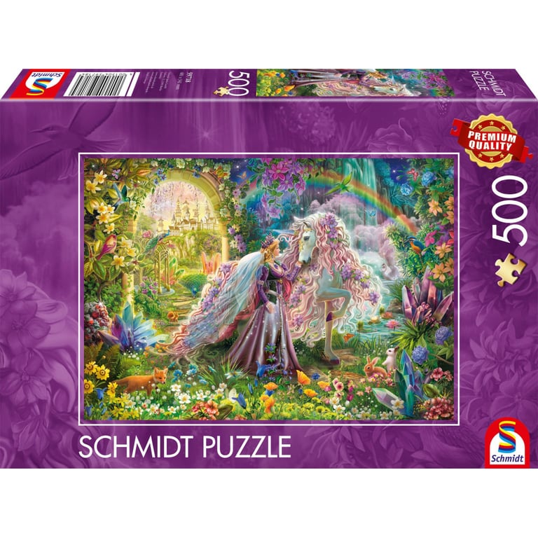 Puzzle 500 pièces Schmidt Spiele 59718 Premium Qualité Image rectangulaire Fantasy Licorne Or Neuf