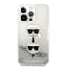 Karl Lagerfeld KLHCP13XKICGLS Coque de Protection pour iPhone 13 Pro Max 6,7' Argent Liquid Glitter Karl&Choupette Head