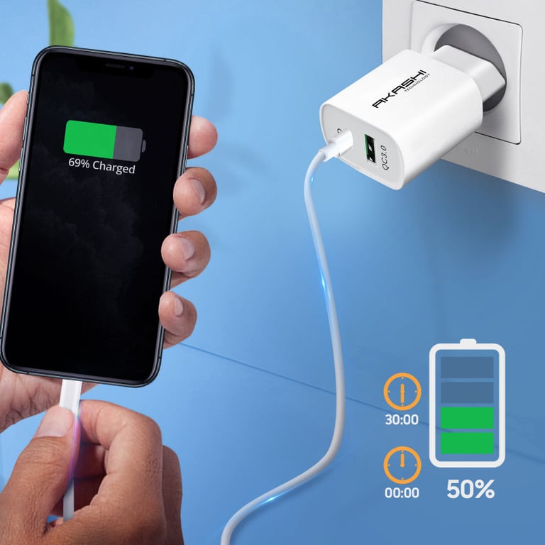 Akashi Chargeur Secteur USB A Quick Charge 3.0 - vue 4