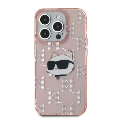 Custodia Karl Lagerfeld per iPhone 15 Pro 6.1'' rosa Custodia rigida IML Choupette Head & Monogram