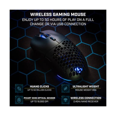 Souris Gaming sans Fil Newskill Arakne Elite RGB 16.000 DPI - FBA Professionnelle Ambidextre
