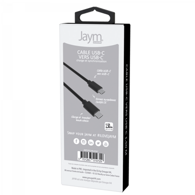 Cavo da USB-C a Type-C 3A - 1,5 metri - Collezione POP - Nero
