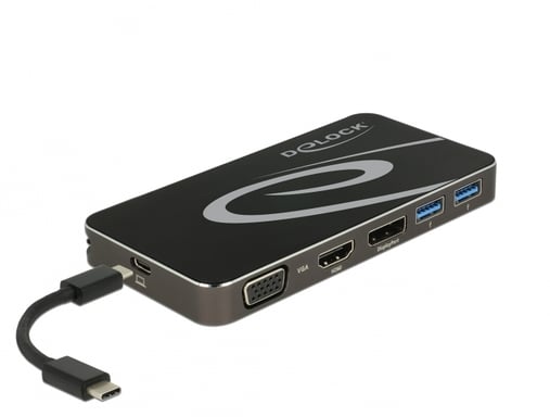 DeLOCK Dockingstation USB Type-C 3.2 4K HDMI DP / 1080p VGA, Hub USB e PD 3.0
