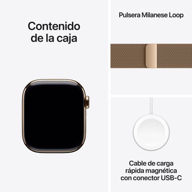 Apple Watch Series 11 GPS + Cellular 42mm Boitier en Titane Or avec Boucle Milanaise Or