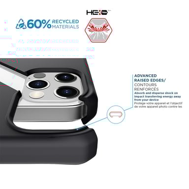 Carcasa protectora reforzada, antimicrobiana y reciclada - iPhone12/12Pro - Negro