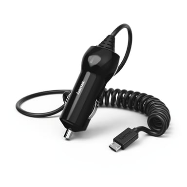 Cargador de coche, micro-USB, 2,4 A, negro