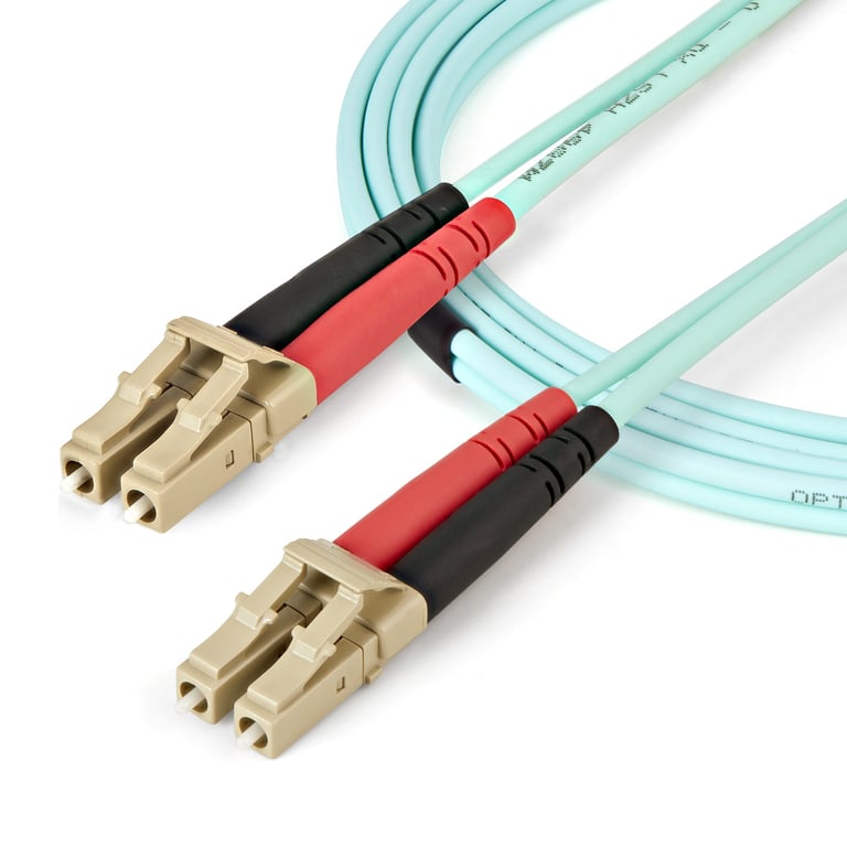 StarTech.com Cavo in fibra ottica multimodale da LC/UPC a LC/UPC OM4 da 1 m, Zipcord 50/125µm LOMMF/VCSEL, reti 100G, bassa perdita di inserzione, cavo patch in fibra LSZH