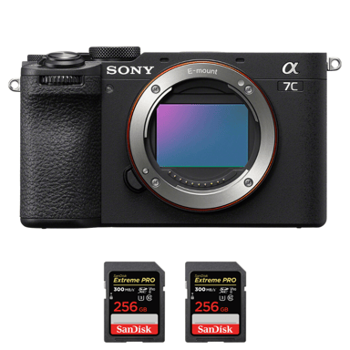 Appareil photo hybride Sony A7C II Noir + 2 SanDisk 256GB Extreme PRO UHS-II + Ebook  20 astuces pour des images qui claquent  - Neuf