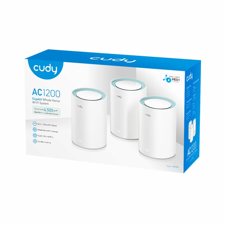 Cudy M1300 3 PACK système Wi Fi maillé Bi bande 2 4 GHz / 5 GHz Wi Fi 5 802.11ac 1 Interne Neuf - vue 2