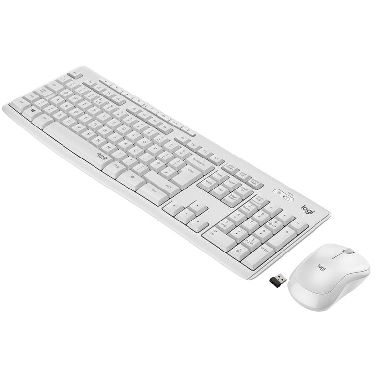 Logitech MK295 Silent Wireless Combo clavier Souris incluse Bureau RF sans fil AZERTY Français Blanc - Neuf