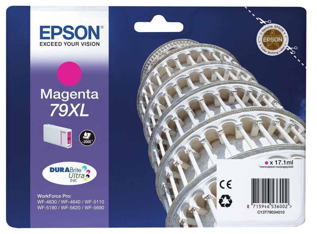 EPSON CART INK MAGENTA XL PER WF-5620 SERIE TORRE DI PISA - Neuf