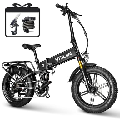 Bicicletta elettrica VITILAN i7 Pro 3.0 per adulti 750W 48V 20Ah Batteria rimovibile, Bicicletta elettrica pieghevole con sospensione completa con freno idraulico, Shimano 8 velocità, Nero
