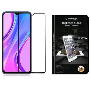 Protection écran vitre en verre trempé Full cover noir pour Xiaomi Redmi 9A 4G  -  pochette XEPTIO