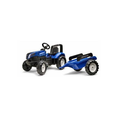 Tracteur à pédales FALK New Holland T8 Volant directionnel, remorque, siège réglable Bleu et noir Fabriqué en France