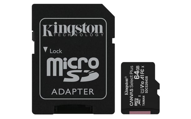 Tecnologia Kingston 64 GB Canvas Select Plus 100R A1 C10 micSDXC Confezione doppia scheda + ADP singolo