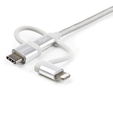 StarTech.com Cavo multi caricatore USB da 1 m - Lightning USB-C Micro-B - Intrecciato