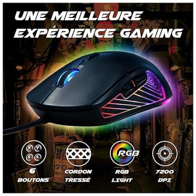 Souris Gaming Otaku M02 7200DPI Rétroéclairage LED RGB - Capteur Optique de 1200 à 7200 DPI - 6 Boutons - Confortable et Légère - Compatible PC/PS4/PS5