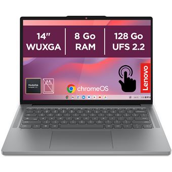Ordinateur portable Lenovo Chromebook 14 MediaTek Kompanio 540 8 Go 128 Go Noir-Gris WUXGA IPS 400 nits Wi?Fi 6E