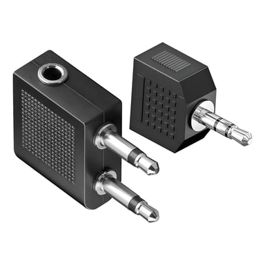 Akashi Kit Audio Avión Jack 3.5 mm y Duplicador 3.5 mm Negro