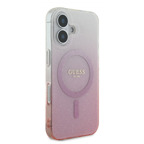 Coque pour iPhone 16 Guess IML Glitter Glitter Gradient MagSafe GUHMP16SHGRCELW - vue 3