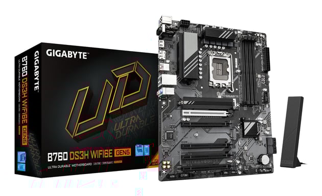 GIGABYTE B760 DS3H WIFI6E GEN5 Scheda Madre – Compatibile con CPU Intel Core 14a generazione, VRM digitale a 8+2+1 fasi, fino a 5600 MHz DDR5, 2xPCIe 4.0 M.2, Wi-Fi 6E, LAN 1 GbE, USB 3.2 Gen 2x2