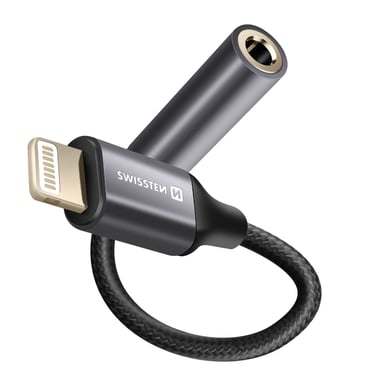 Swissten Adaptador audio Lightning-Jack 3.5mm iPhone Negro