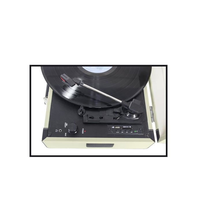MADISON MAD-RETROCASE-CR - Giradiscos para vinilos de 33/45/78 rpm - Función de grabación USB y SD - Bluetooth - Altavoces integrados