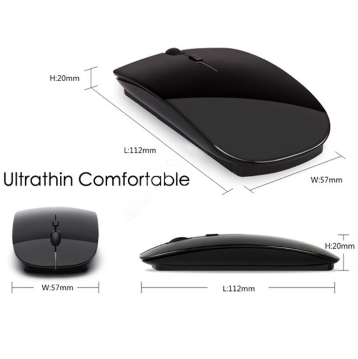 Souris Ultra Plate pour PC Sans Fil USB Universelle Capteur Optique 3 Boutons Couleurs (NOIR)