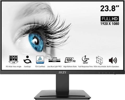 MSI Pro MP243X 23,8'' Monitor Desktop Full HD - Pannello IPS 1920x1080, 100Hz, Eye Comfort, Montaggio VESA, Altoparlanti integrati, DisplayKit - HDMI 1.4b, DisplayPort 1.2a