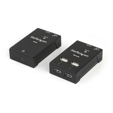 StarTech.com Extensor Alargador USB 2.0 de 4 Puertos por Cable Cat5 o Cat6 - Extensor Compacto USB 2.0 por Ethernet - Hasta 40 Metros - Hub Ladrón USB 2.0 Remoto