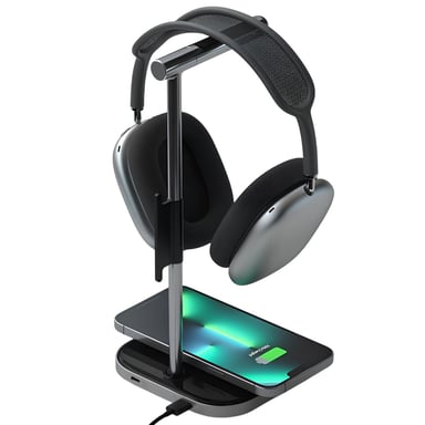 Stand de Charge Sans Fil pour AirPods Max et iPhone avec Support 20W Noir / Argent