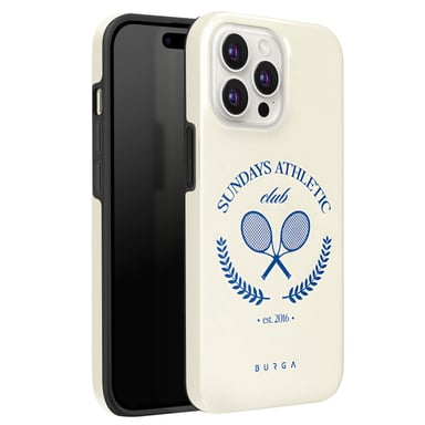 Coque pour iPhone 15 Pro Max Antichoc Raquette de tennis Élégant Blanc