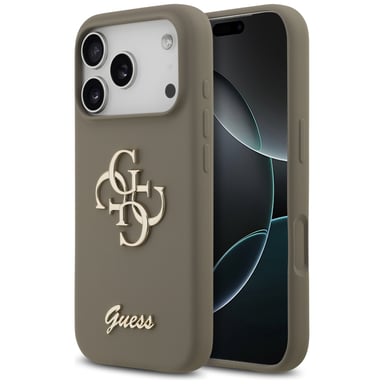 Étui Guess Silicone Big 4G Script pour iPhone 17 Pro marron