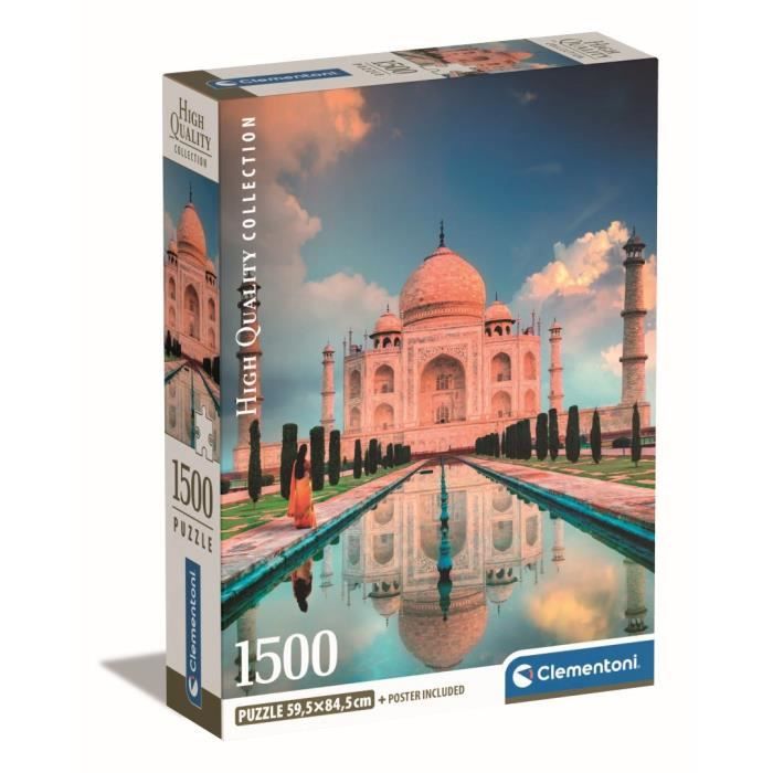 Clementoni - 1500p Taj Mahal - 59,2 x 84,3 cm - Avec poster - Neuf