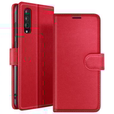 Étui Portefeuille pour Galaxy A30s / A50 / A50s Support et Languette Magnétique Rouge