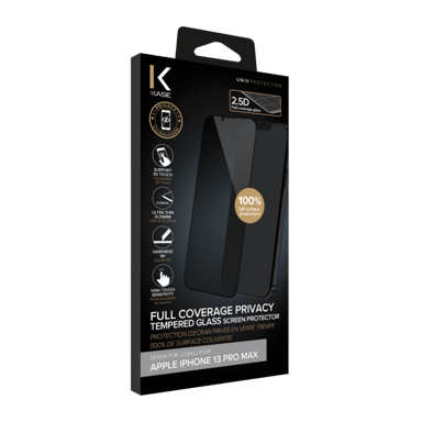 Protection d'écran Privée en verre trempé (100% de surface couverte) pour Apple iPhone 13 Pro Max, Noir