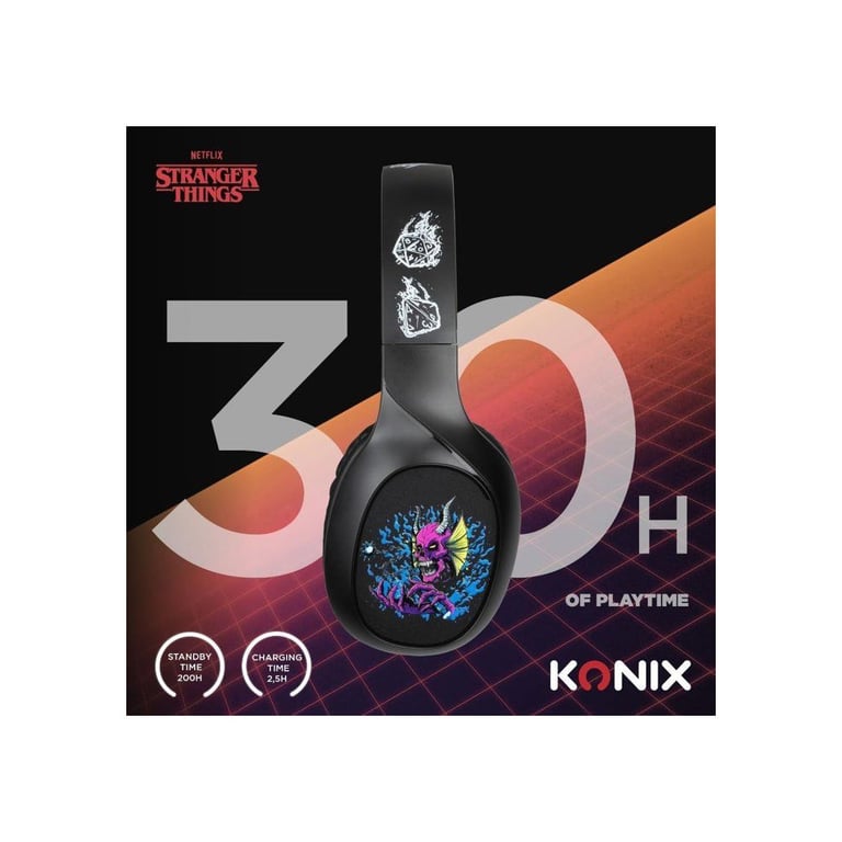Casque audio Sans fil Stranger Things Bluetooth 5.3 smartphones tablettes Microphone Autonomie 30 h jaune Neuf - vue 3