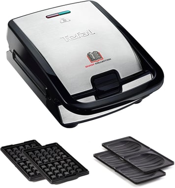 Appareil à sandwich et gaufres 2-en-1 Noir/Inox 700 W