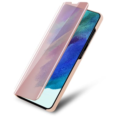 Coque pour Samsung Galaxy S22 PLUS en KUNZIT ROSE Clear View Housse de protection Étui de protection miroir avec fonction de support Protection à 360 degrés