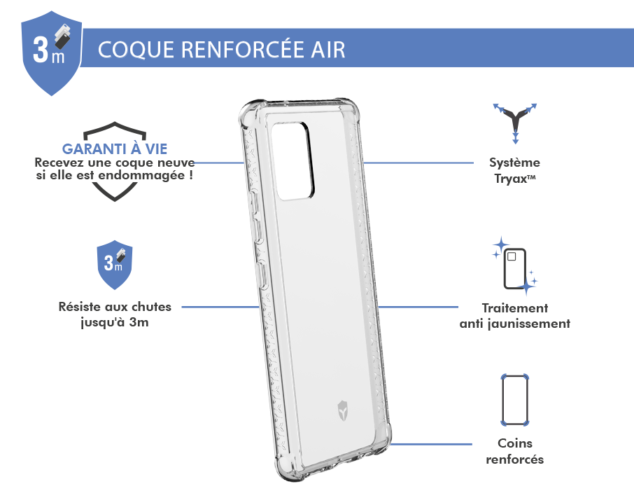 Coque Renforcée Samsung G A42 5G AIR Garantie à vie Transparente Force Case