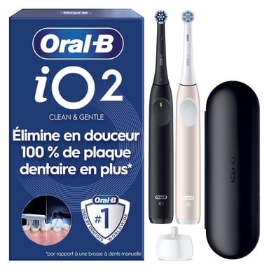 Spazzolino elettrico Oral-B iO2 Duo ricaricabile 3 modalità timer 2 minuti sensore di pressione Nero e Rosa